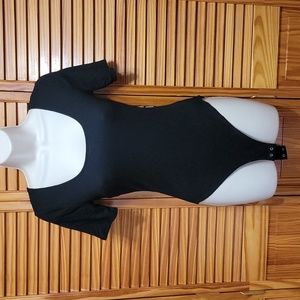 Forever 21 Black Bodysuit with Criss Cross Detail sz Small
